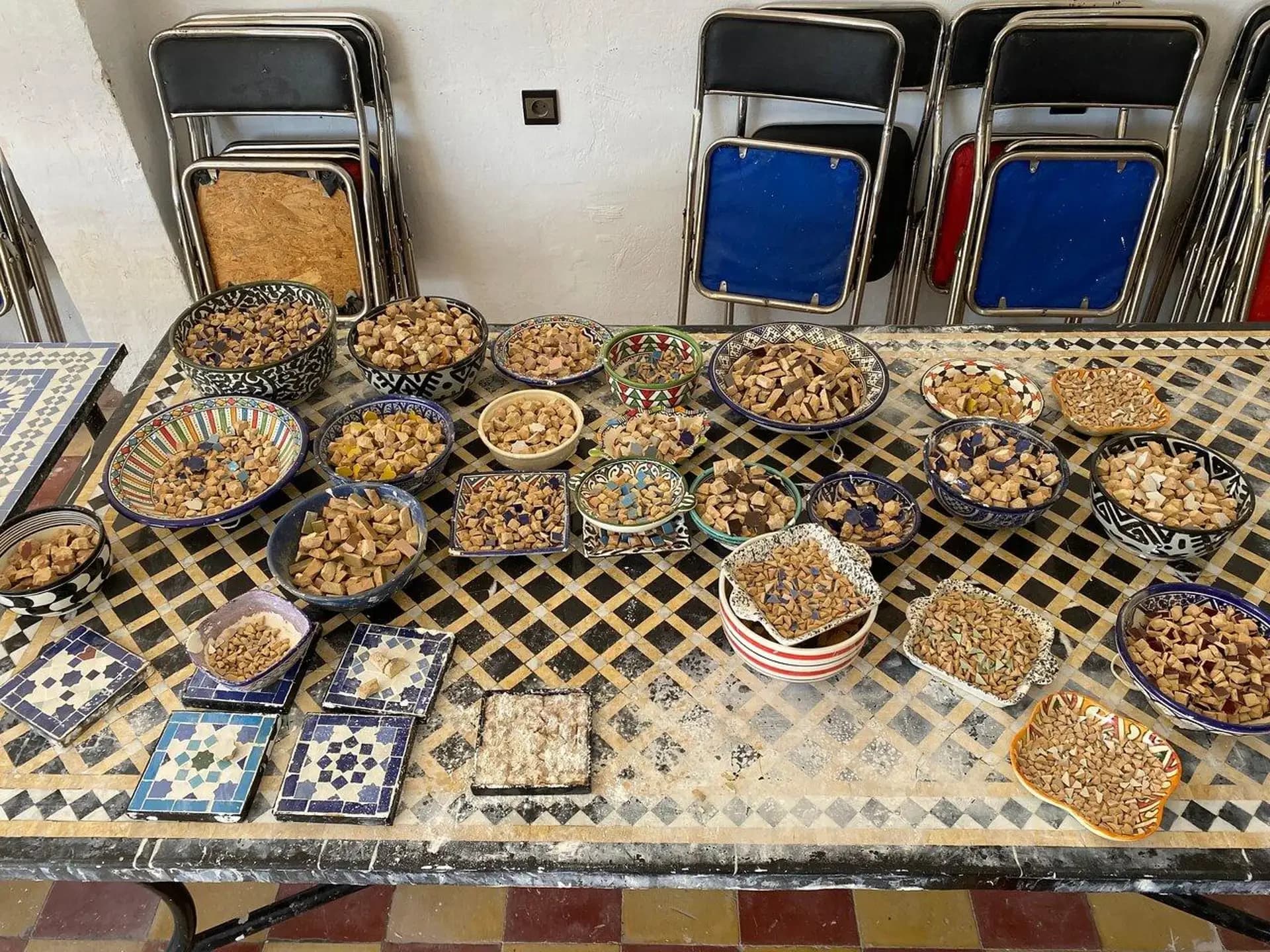 Half-day craft session at a Fes workshop table